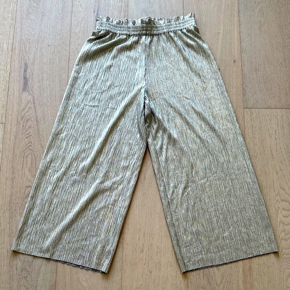 Alice + Olivia Silver Wide-Leg Trousers